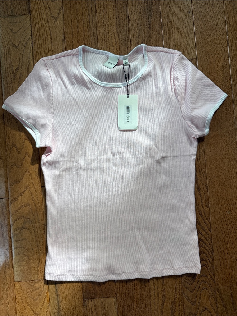 Aritiza home stretch tee - villa pink / white rose